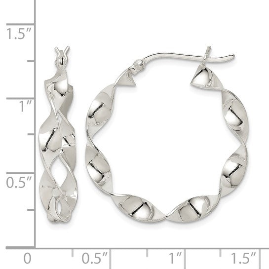 Stella Silver 925 Sterling Silver Twisted Hoop Earrings, 31mm x 31mm