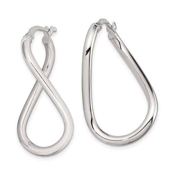 Stella Silver 925 Sterling Silver Polished Twisted Hoop Earrings, 28mm x 16mm