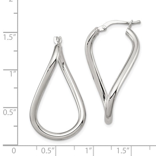 Stella Silver 925 Sterling Silver Polished Twisted Hoop Earrings, 28mm x 16mm