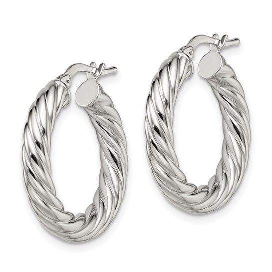 Stella Silver 925 Sterling Silver Polished Twisted Hoop Earrings, 25mm x 25mm