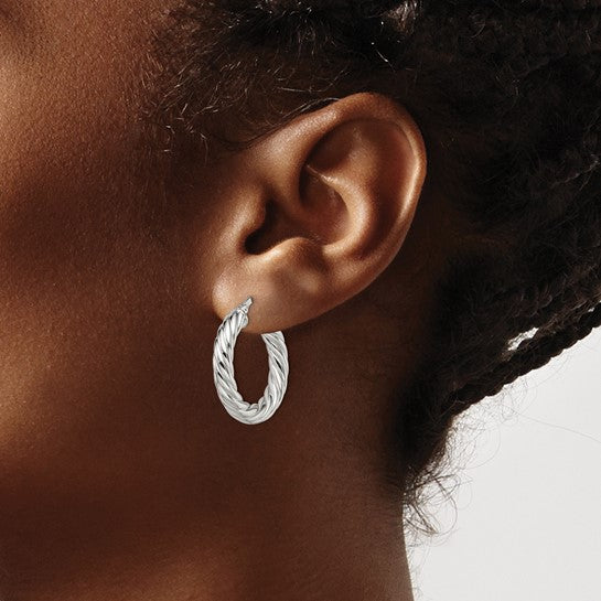 Stella Silver 925 Sterling Silver Polished Twisted Hoop Earrings, 25mm x 25mm