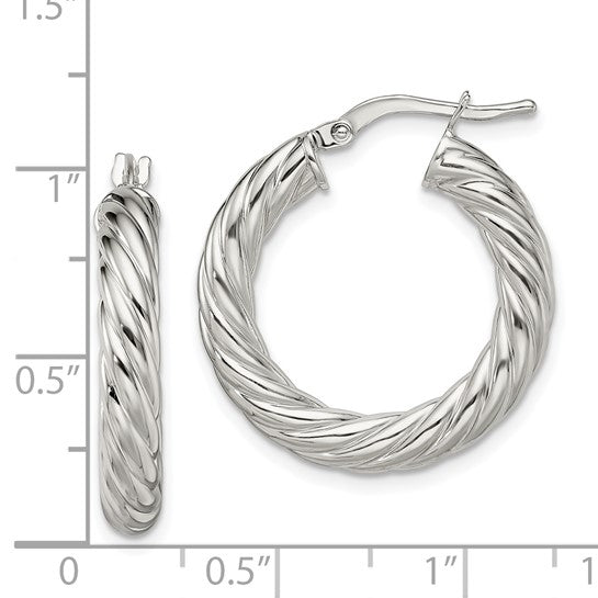 Stella Silver 925 Sterling Silver Polished Twisted Hoop Earrings, 25mm x 25mm