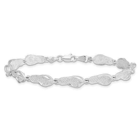 Million Charms 925 Sterling Silver Single Flip-Flop Charm Link Bracelet, 7.25" Length