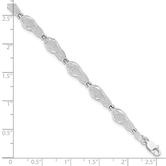 Million Charms 925 Sterling Silver Single Flip-Flop Charm Link Bracelet, 7.25" Length