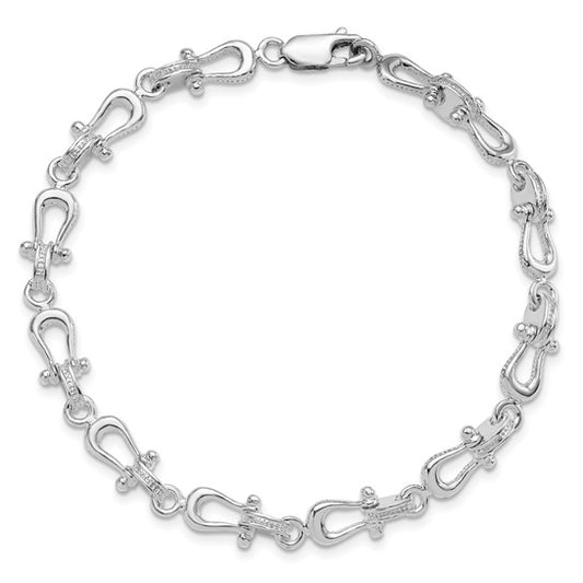 Million Charms 925 Sterling Silver Mariners Link Bracelet, High Polish (Textured), 8" Length