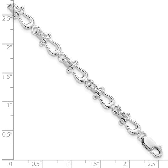 Million Charms 925 Sterling Silver Mariners Link Bracelet, High Polish (Textured), 8" Length