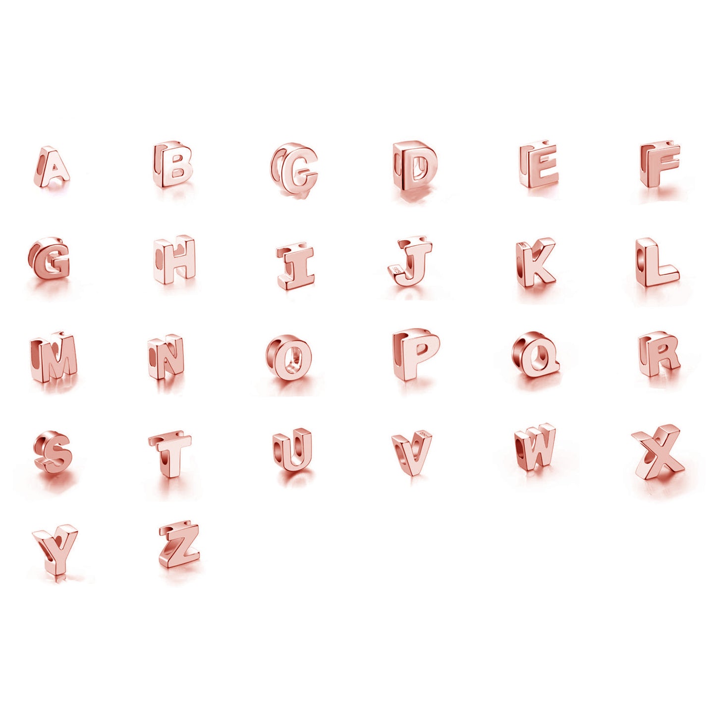 Mini Sterling Silver Block Letter Charms with 18 inch Snake Chain