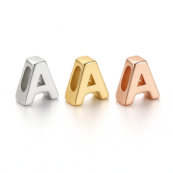 Mini Sterling Silver Block Letter Charms with 18 inch Snake Chain