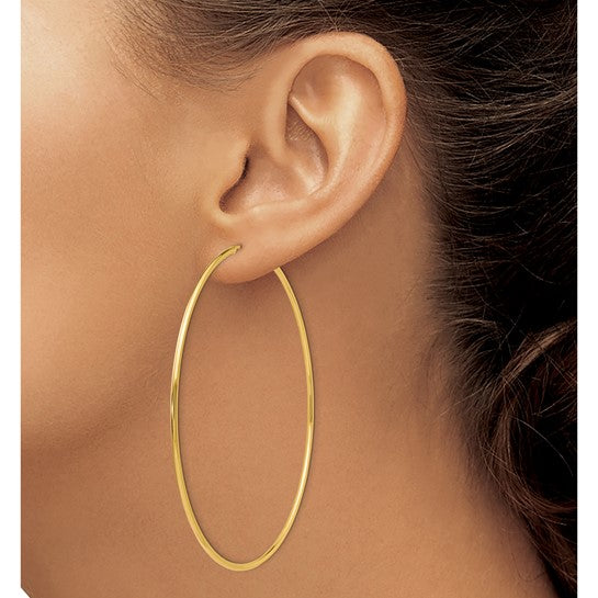 Million Charms 14k Yellow Gold Endless Hoop Earrings, 70mm x 70mm