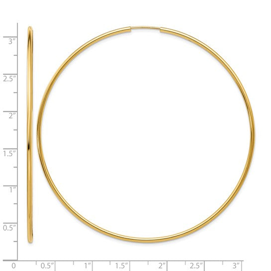 Million Charms 14k Yellow Gold Endless Hoop Earrings, 70mm x 70mm