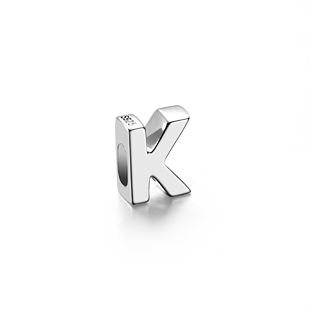 Mini Sterling Silver Block Letter Charms with 18 inch Snake Chain