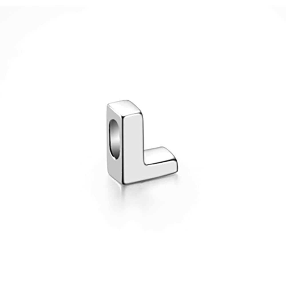 Mini Sterling Silver Block Letter Charms with 18 inch Snake Chain