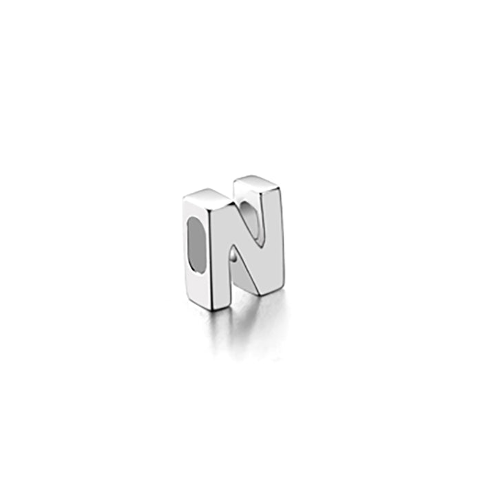 Mini Sterling Silver Block Letter Charms with 18 inch Snake Chain