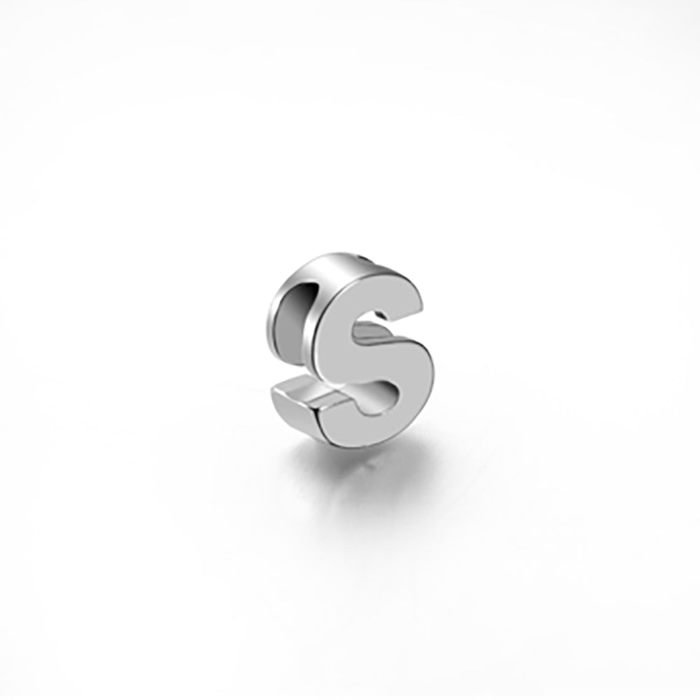 Mini Sterling Silver Block Letter Charms with 18 inch Snake Chain