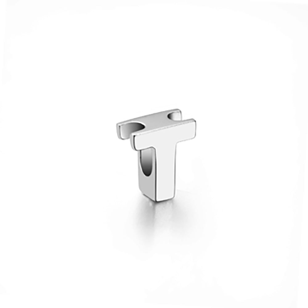 Mini Sterling Silver Block Letter Charms with 18 inch Snake Chain