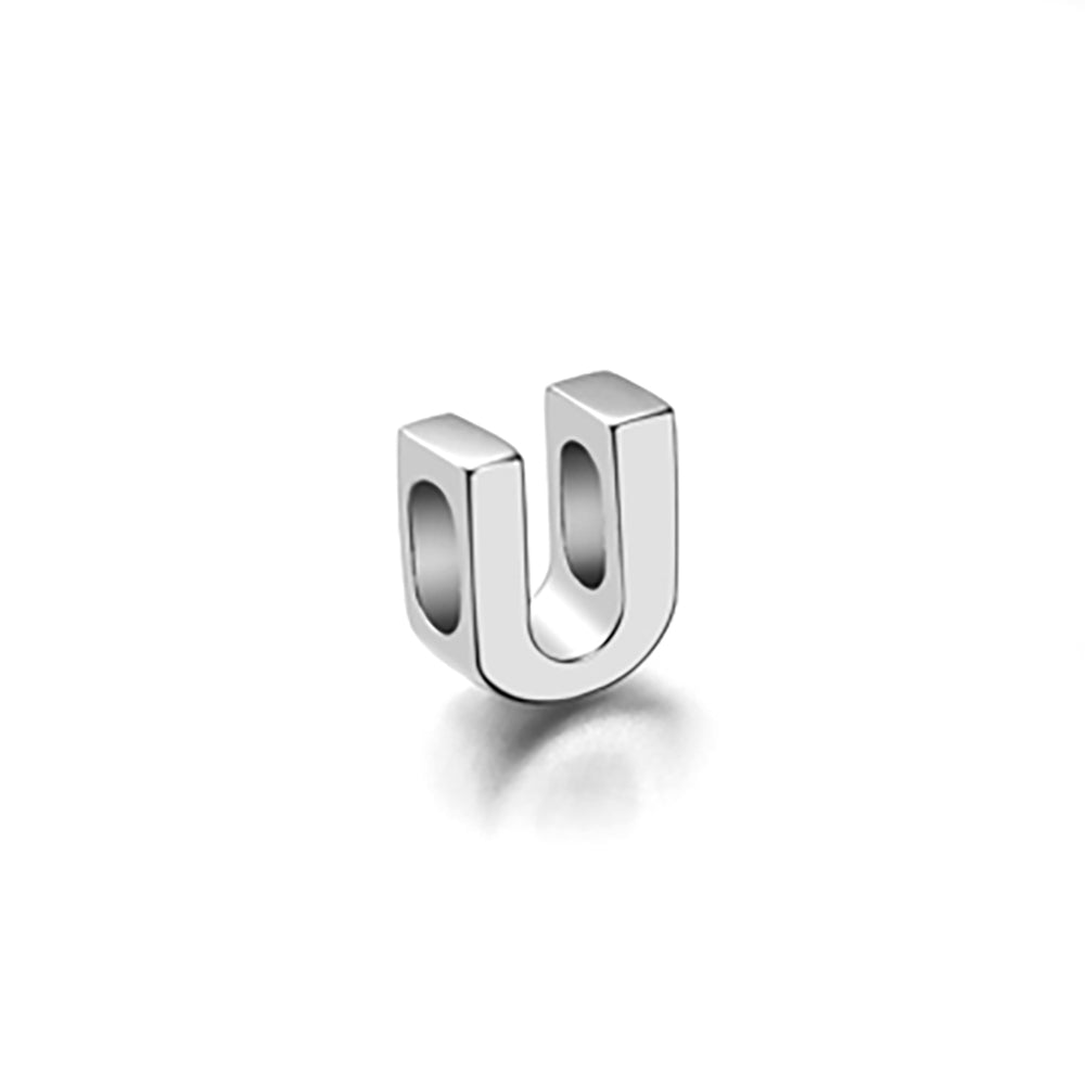 Mini Sterling Silver Block Letter Charms with 18 inch Snake Chain