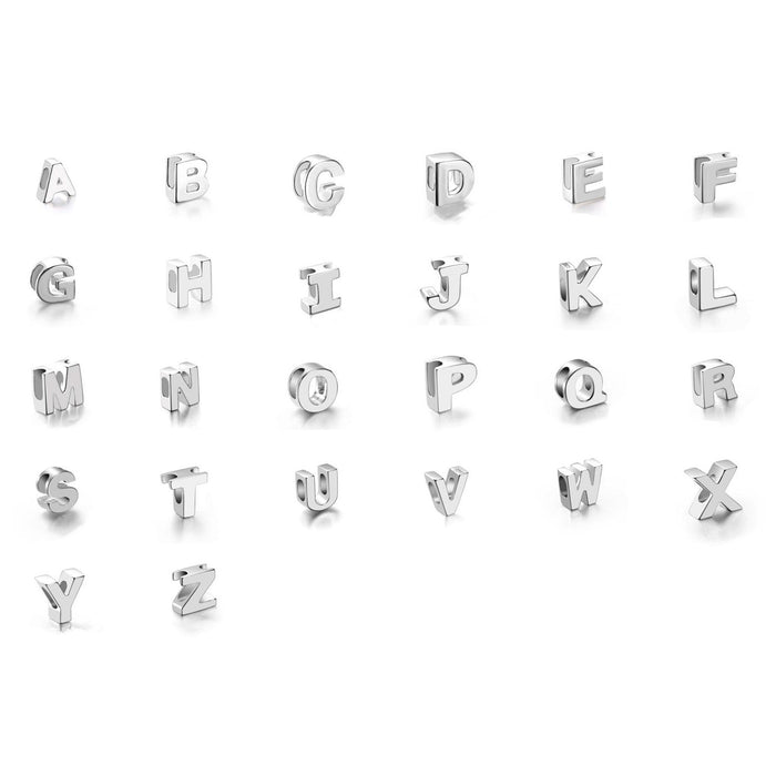 Mini Sterling Silver Block Letter Charms with 18 inch Snake Chain