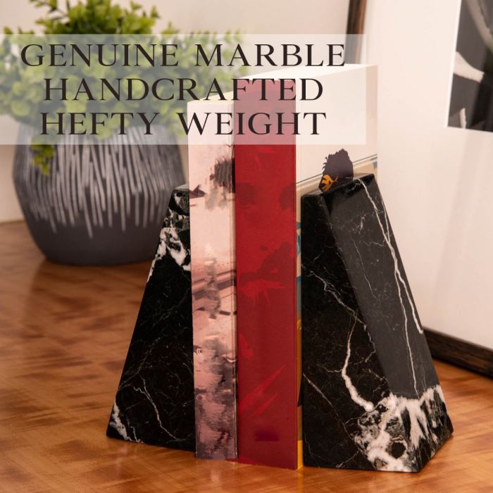 Occasion Gallery Black Zebra Marble Color Black "Zebra" Marble Wedge Bookends. 4 L x 2.5 W x 6 H in.