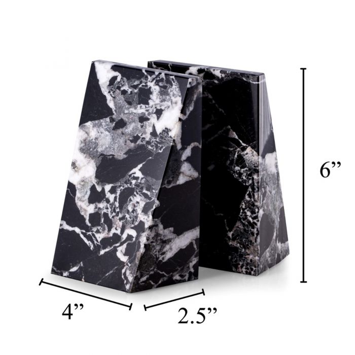 Occasion Gallery Black Zebra Marble Color Black "Zebra" Marble Wedge Bookends. 4 L x 2.5 W x 6 H in.