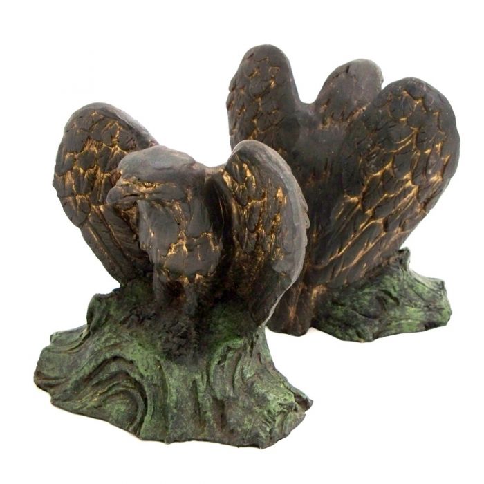 Occasion Gallery Resin Cast Eagle Bookends with Antique Gold and Patina Finish