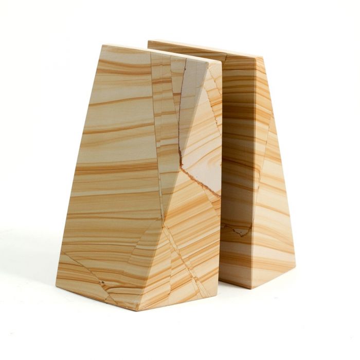 Occasion Gallery FRASER MARBLE BOOKENDS, SAND Natural Marble Color "Natural" Marble Wedge Bookends. 4 L x 2.5 W x 6 H in.