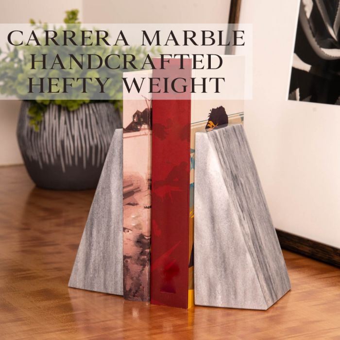 Occasion Gallery Grey  Color Carrera grey solid marble wedge bookends  4 L x 2.5 W x 6 H in.