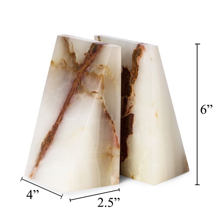 Occasion Gallery Brown  Color Onyx solid marble wedge bookends 4 L x 2.5 W x 6 H in.