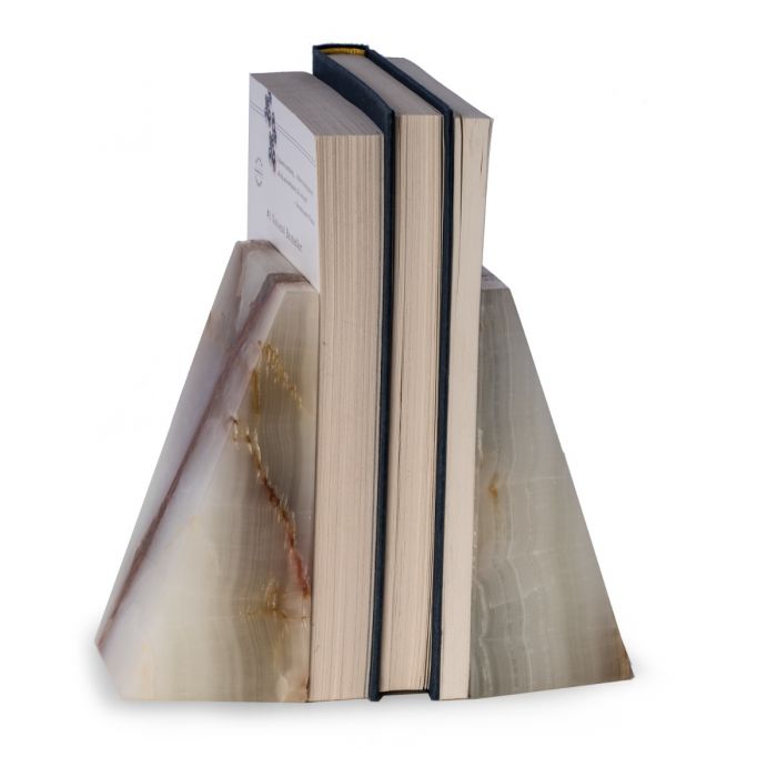 Occasion Gallery Brown  Color Onyx solid marble wedge bookends 4 L x 2.5 W x 6 H in.