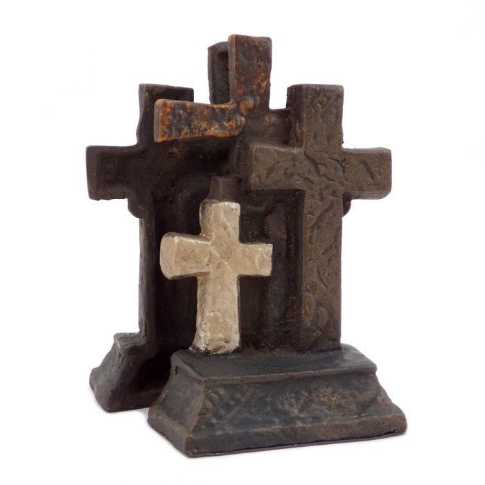 Occasion Gallery Bronze Color Cast Metal Cross Bookends with Bronzed Finish. 4.25 L x 2 W x 7 H in.