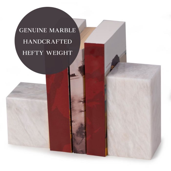 Occasion Gallery Hathaway White Marble Cube Design Bookends 3.5 L x 3.5 W x 6.5 H in.