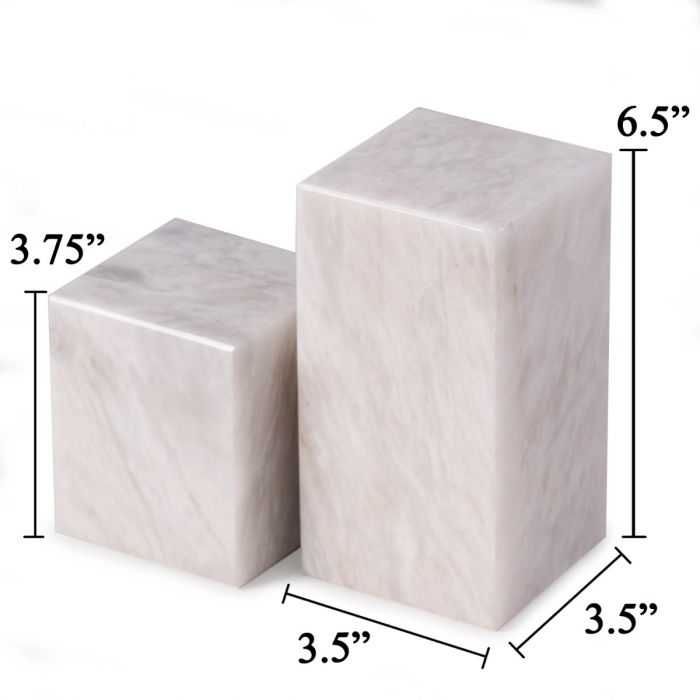 Occasion Gallery Hathaway White Marble Cube Design Bookends 3.5 L x 3.5 W x 6.5 H in.