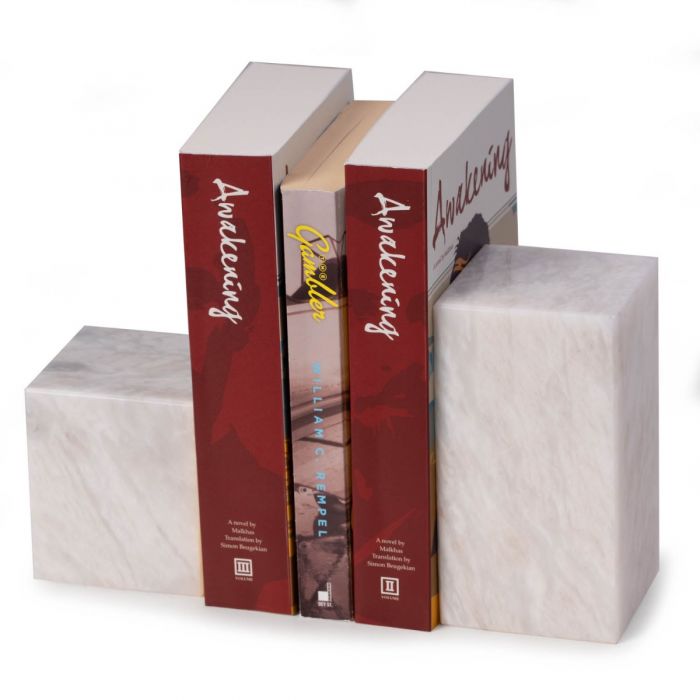 Occasion Gallery Hathaway White Marble Cube Design Bookends 3.5 L x 3.5 W x 6.5 H in.