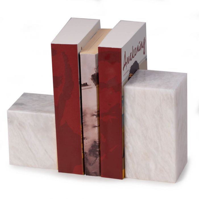 Occasion Gallery Hathaway White Marble Cube Design Bookends 3.5 L x 3.5 W x 6.5 H in.