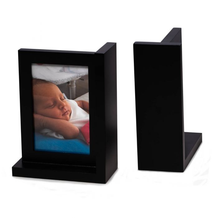 Occasion Gallery Black Color Picture frame black bookend in solid wood  6 L x 3 W x 8.25 H in.