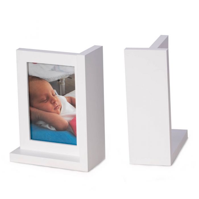 Occasion Gallery White  Color Picture frame white bookend in solid wood  6 L x 3 W x 8.25 H in.