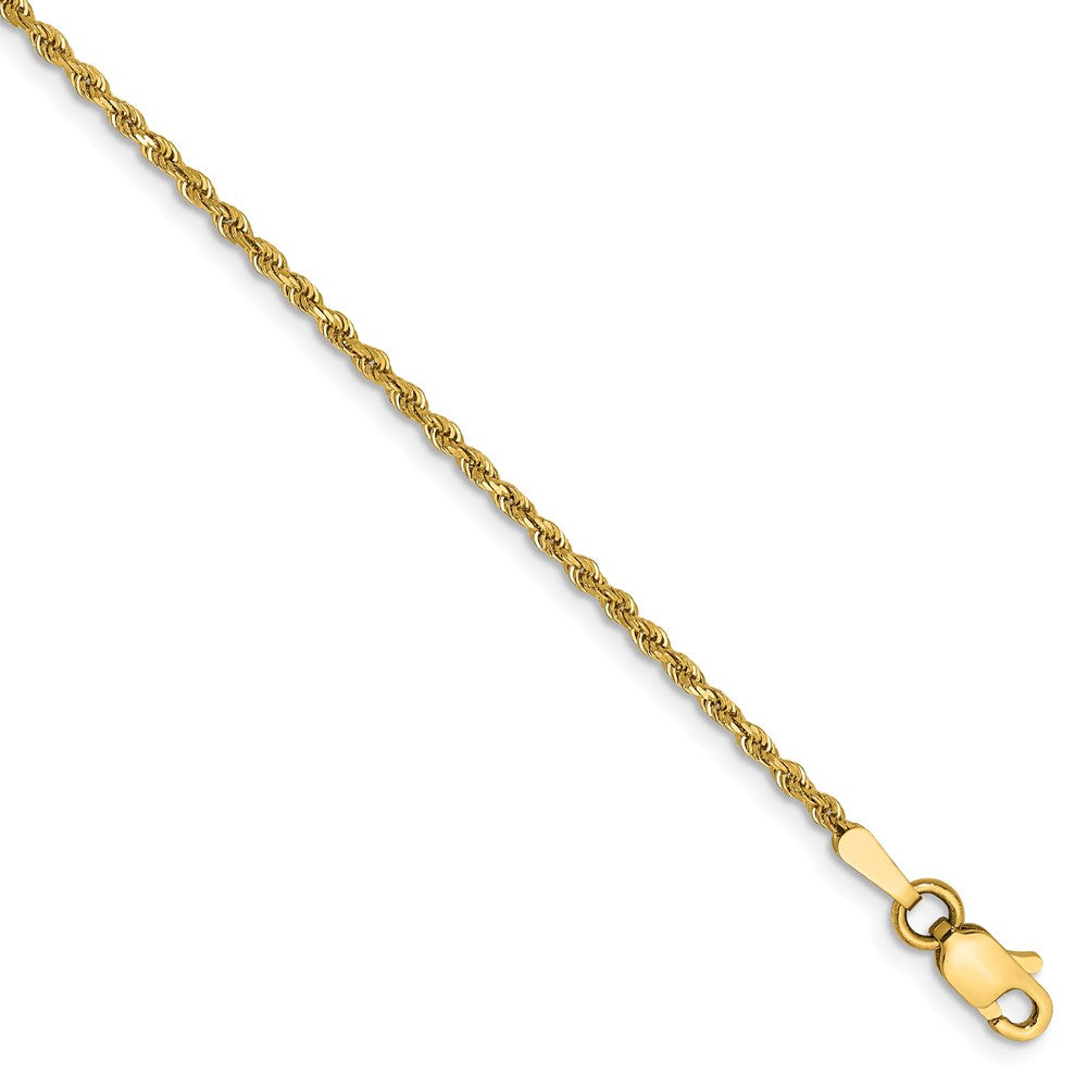 Million Charms 14k Yellow Gold 1.50mm Diamond-Cut Rope with Lobster Clasp Chain, Chain Length: 6 inches