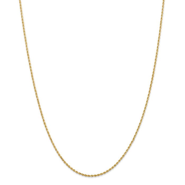 Million Charms 14k Yellow Gold, Necklace Chain, 1.50mm Diamond-Cut Rope with Lobster Clasp Chain, Chain Length: 16 inches