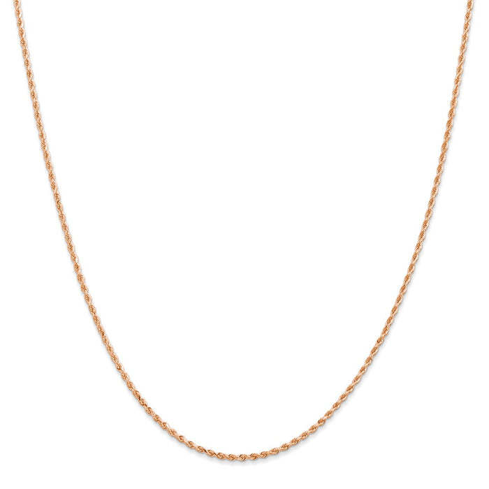 Million Charms 14k Rose Gold, Necklace Chain, 1.50mm Diamond-Cut Rope with Lobster Clasp Chain, Chain Length: 30 inches