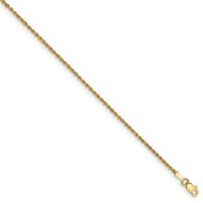 Million Charms 14k Yellow Gold 1.50mm Regular Rope Chain, Chain Length: 6 inches