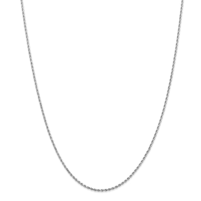 Million Charms 14k White Gold, Necklace Chain, 1.5mm Diamond-Cut Rope Chain, Chain Length: 28 inches