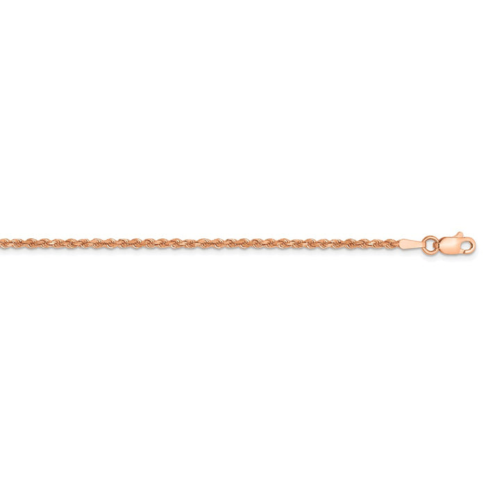 Million Charms 14k Rose Gold, Necklace Chain, 1.75mm Diamond-Cut Rope with Lobster Clasp Chain, Chain Length: 20 inches