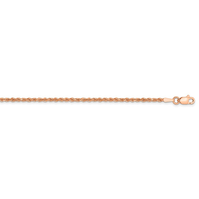 Million Charms 14k Rose Gold, Necklace Chain, 1.75mm Diamond-Cut Rope with Lobster Clasp Chain, Chain Length: 18 inches