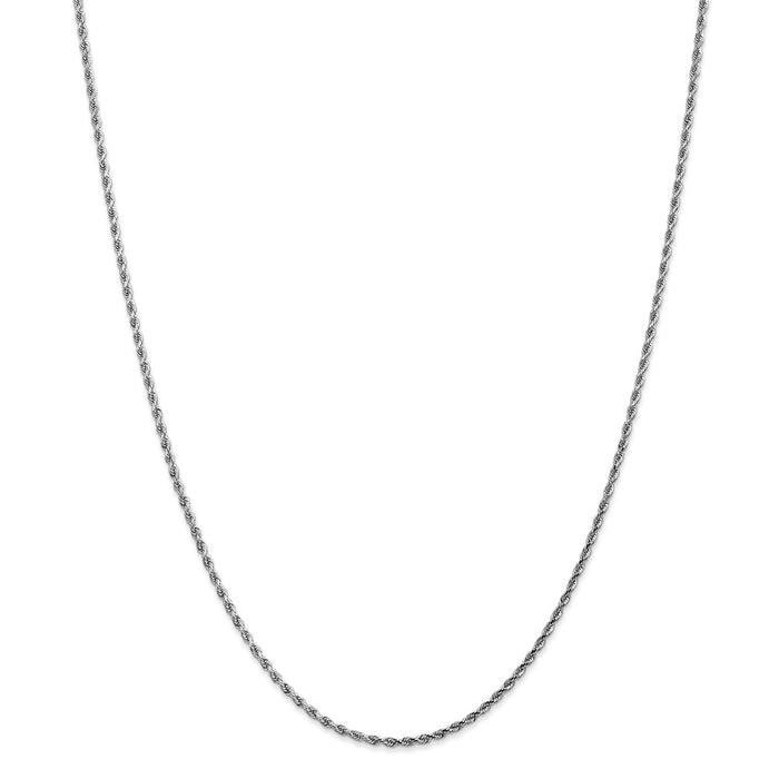 Million Charms 14k White Gold, Necklace Chain, 1.75mm Diamond-Cut Rope Chain, Chain Length: 26 inches