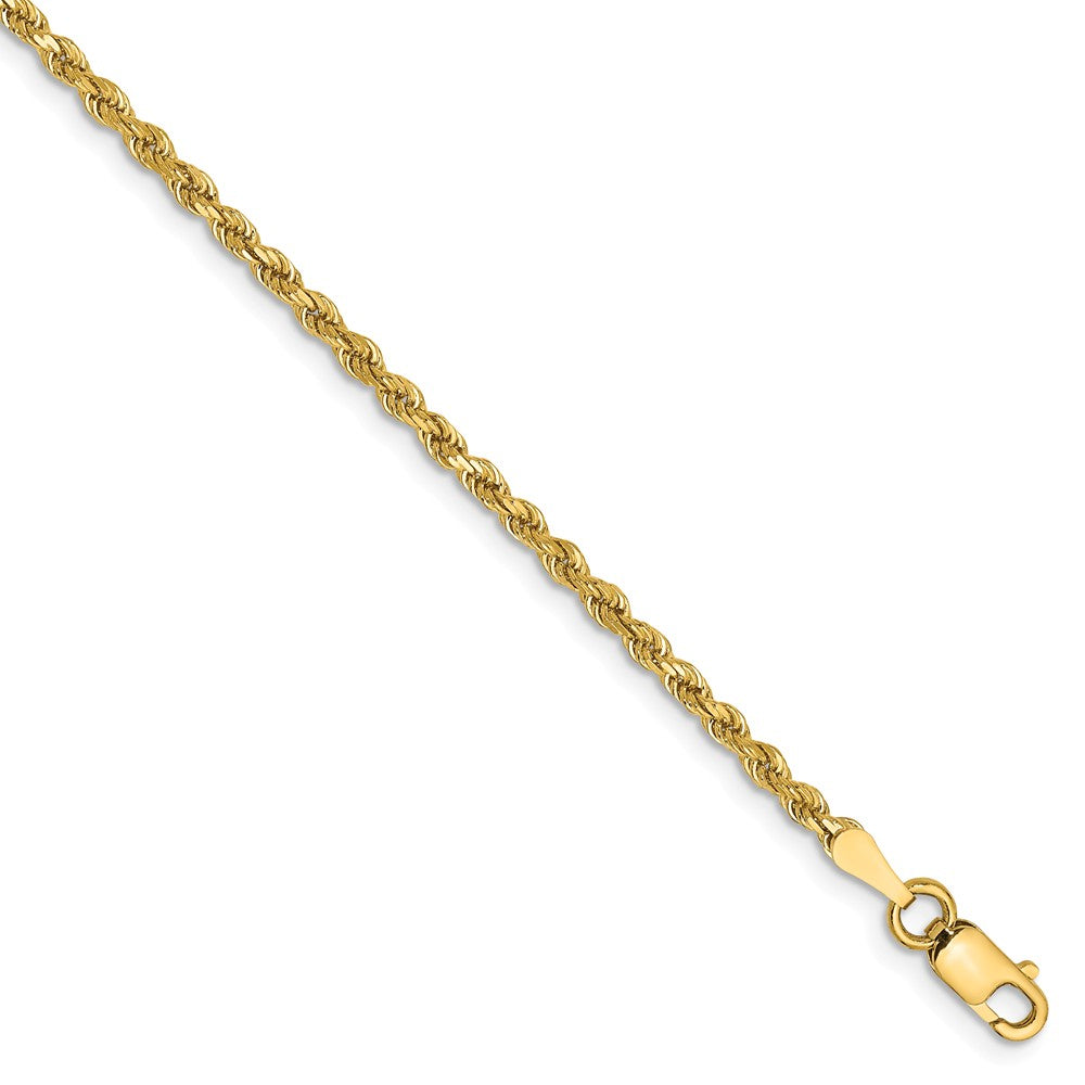 Million Charms 14k Yellow Gold 2mm Diamond-Cut Rope with Lobster Clasp Chain, Chain Length: 8 inches