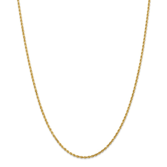 Million Charms 14k Yellow Gold, Necklace Chain, 2mm Diamond-Cut Rope with Lobster Clasp Chain, Chain Length: 36 inches