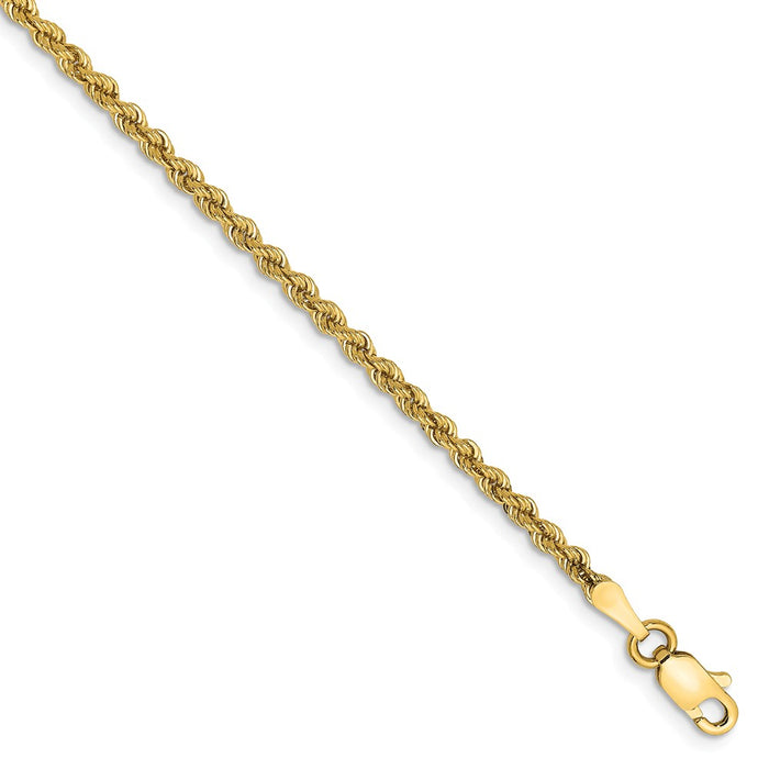 Million Charms 14k Yellow Gold 2.25mm Regular Rope Chain, Chain Length: 8 inches