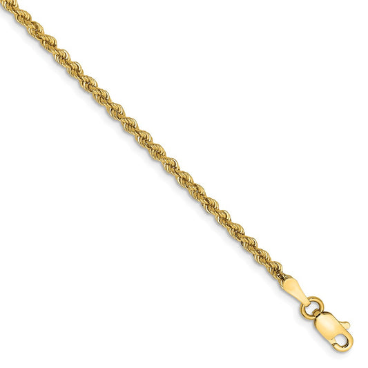 Million Charms 14k Yellow Gold 2.25mm Regular Rope Chain, Chain Length: 9 inches