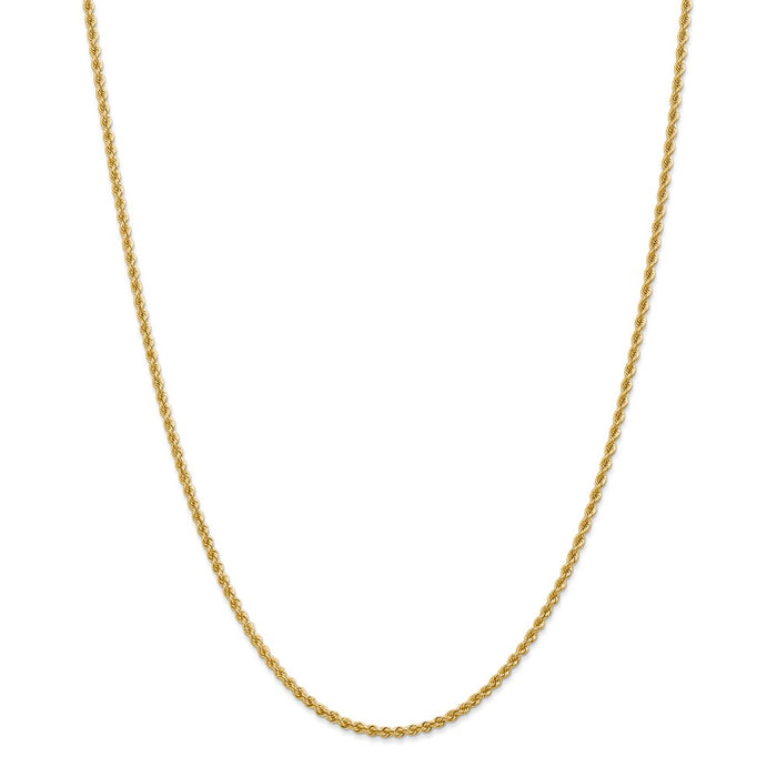 Million Charms 14k Yellow Gold, Necklace Chain, 2.25mm Regular Rope Chain, Chain Length: 28 inches