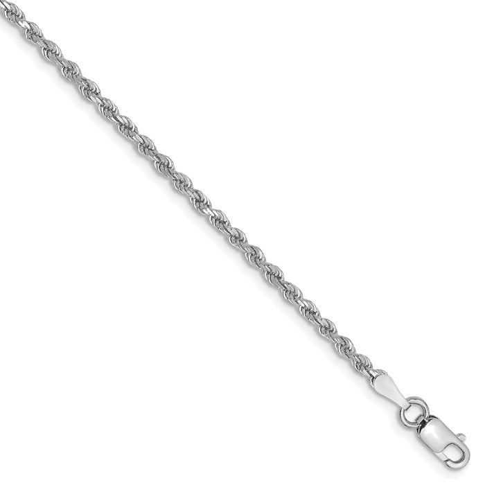 Million Charms 14k White Gold 2mm Diamond-Cut Rope Chain, Chain Length: 8 inches