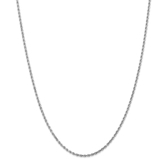 Million Charms 14k White Gold, Necklace Chain, 2mm Diamond-Cut Rope Chain, Chain Length: 28 inches